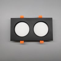 新led双头筒灯嵌入式长方形开孔10*20格栅超薄天花客厅过道防雾灯 黑壳暖光3000k 双头6w开孔8*16cm