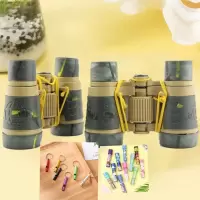 儿童望远镜带灯玩具高倍高清儿童学生小孩宝宝护眼双筒望远镜 儿童迷彩望远镜+口哨万花筒