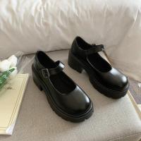 Jennie同款一字扣带玛丽珍鞋女厚底高跟复古JK制服鞋配裙子小皮鞋 哑光黑(收藏关注 先发货) 40