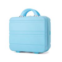 小清新化妆箱便携式手提箱糖果色行李包14寸化妆包16寸电脑包箱包 14寸天兰色