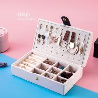 首饰盒欧式大容量多层带锁首饰饰品耳坠整理盒耳钉耳环项链收纳盒 小拱形内部容量大[优雅白]