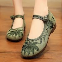 老北京布鞋女绣花鞋新款妈妈鞋子中老年女士软底单鞋女式老人古风 6601绿色 35