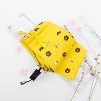 国潮晴雨伞古风特色太阳伞全自动黑胶防晒防紫外线三折遮阳伞男女 国潮[小熊伞]-黑胶+九合版