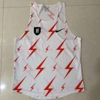 夏季男女背心田径训练服套装马拉松长短跑三分裤网孔透气速干体考 红色闪电(没印B标) S(推荐90-115)