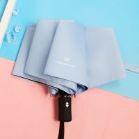 ins全自动晴雨两用防晒太阳伞折叠太阳伞黑胶遮阳伞雨 [手动款]UV九合版浅蓝 8G