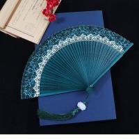 舞蹈折扇扇子中国风古风女式古装汉服小扇夏季随身便携可爱儿童扇 花边l绿