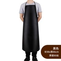 加厚防水皮革围裙工业男女水产厨房屠宰场防油污耐脏酸碱软皮卖鱼 黑色 98*66cm[单件装]