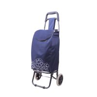 车家用买菜超市购物车行李拉杆可折叠手推小拉车可爬楼环保小拉车 藏青印花[两轮]