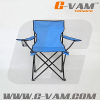 野营装备简易家具沙滩椅子折叠椅钓鱼椅加大加厚款带扶手 天蓝