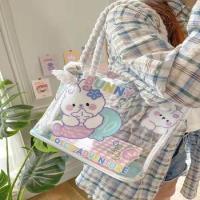 ins沙滩包创意透明包手拎包购物袋果冻包可爱少女心小众背包防水 人鱼小兔单包