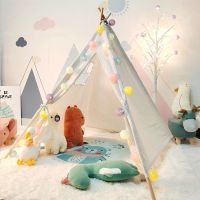 儿童帐篷室内游戏屋白色印第安小帐篷男女孩公主屋玩具屋户外两用 白色 杆长1米
