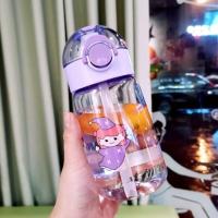 儿童水杯背带吸管杯子夏季便携小学生幼儿园宝宝可爱防漏防摔水壶 紫罗兰540ml
