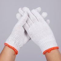 劳保棉线手套60双24双工作防护耐磨加厚汽修工地工作白线棉纱手套 400G棉线手套 24双