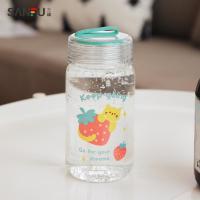 森系迷你玻璃杯女韩国小巧清新透明杯子可爱小号少女便携水杯简约 绿色310ml 杯子+贴纸