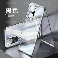 荣耀50双面玻璃手机壳超薄磁吸50pro全包镜头防摔保护套50se新款P 荣耀50 [星耀黑]双面玻璃+镜头全包款