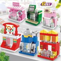 兼容乐高积木小颗粒拼插迷你城市街景儿童男孩益智力拼装房子玩具 街景六合一 137粒袋装