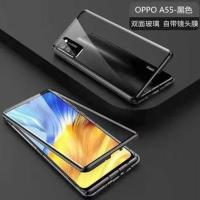 OPPOA93万磁王手机壳A72双面玻璃A53镜头一体A55全包防摔保护壳5G OPPO A55 红色【双面防爆玻璃+无
