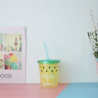 杯子创意个性潮流碎冰杯女学生夏天冰杯便携可爱清新塑料吸管水杯 【颜色随机发】平盖350ml瓜子款 杯子送吸管