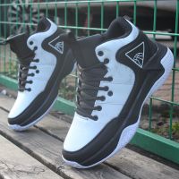 2021秋季新品篮球鞋中学生男网透气高帮鞋青少年防滑耐磨减震战靴 皮235黑色[收藏关注有惊喜] 38