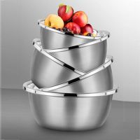 五件套不锈钢盆汤盆汤碗菜盆子和面盆洗菜盆沥水篮碗家用大号大盆 特厚/不生锈[5件套]5个实盆 小号.18:20:22:2