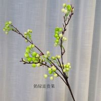 干枝仿真8果柠檬树客厅电视柜餐厅落地花瓶家居花艺婚庆道具花 柠檬白绿果1支