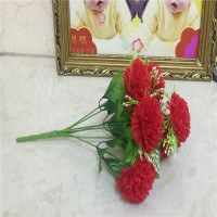 仿真花康乃馨绢花塑料花假花客厅家居餐桌茶几摆件装饰品盆景摆设 单束红色(无花盆)