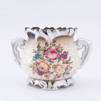 客厅装饰欧式塑料仿真花艺摆件室内摆设干花束盆栽电视柜餐桌假花 陶瓷瓶