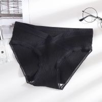 1/2条装 交叉低腰内裤女性感火辣抑菌棉裆大码无痕学生女士三角裤 1条装[黑色] M(80-110斤)