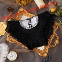 日系新品洛丽塔偷心萝莉内裤冰丝低腰女士内裤少女仆萌妹子三角裤 黑色 M 80-115