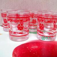 80ml怀旧l婚庆 喜庆双喜玻璃 结婚杯子小杯子12个 一盒12个