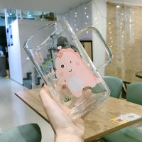 创意卡通可爱超大容量1000ml耐高温玻璃带盖吸管男女生家用喝水杯 MIU 单杯[加厚1000ml]