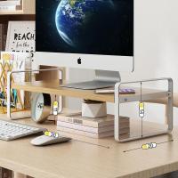台式电脑增高架办公桌面收纳置物架显示器抬高架底座支架垫高架子 小号欧洲原木色+白色增高架