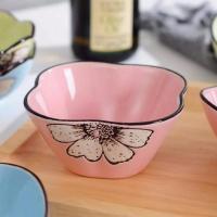 小碟子陶瓷家用创意味碟碗蘸水碟醋碟陶瓷蘸料碟酱油碟菜碟子套装 粉色四叶碟 两只装