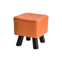 小凳子实木家用时尚创意客厅拉窝板凳儿童沙发凳皮换鞋凳茶几木凳 桔色 30高+29宽