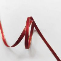 0.6cm双金边双面缎带 婚庆礼盒喜糖盒包装彩带请柬卡片蝴蝶结丝带 酒红 126#(45米长)