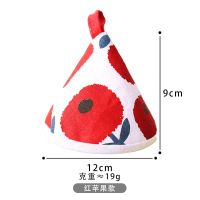 珐琅锅防烫锅帽新款日式风格布艺夹棉隔热锅把套三角锅帽砂锅铁锅 红色苹果