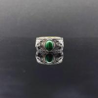古家双g双虎头戒指霸气个性纹路浮雕豹子系列男女情侣绿松石戒指 双虎头绿松石戒指[7美号男女通用] 戒指+擦银布+精美包装