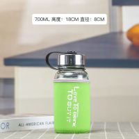 玻璃杯大容量透明水杯带盖过滤耐热茶杯单层便携杯子水壶男女夏天 绿色 600ml(送杯套+茶漏)