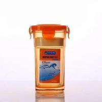 韩式彩色玻璃杯 带盖耐热密封玻璃随手杯便携 家用水杯办公室茶 桔色 420ml可泡茶