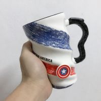 创意欧式简约陶瓷咖啡马克杯大容量带盖勺男女生办公室家用喝水杯 美国队长 单杯没有带盖