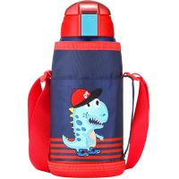 防摔三盖316不锈钢儿童保温杯男女水杯304保温壶带吸管学生杯子壶 防摔+304不锈钢++恐龙