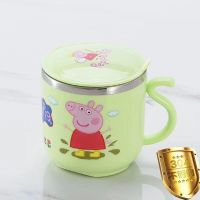 儿童水杯家用不锈钢防摔宝宝喝水小学生水杯卡通带盖幼儿园直饮杯 绿色小猪:特价单杯