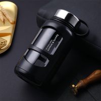 大容量玻璃杯茶水分离杯双层泡茶杯男女家用耐热防摔杯子便携茶杯 700ml黑色