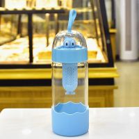 微景观水杯便携可爱学生创意潮流玻璃杯韩国男女超萌泡茶随手杯子 大眼仔玻璃杯--蓝色 单杯子(无赠品)