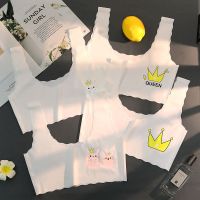 女童冰丝内衣发育期小背心夏薄小学生儿童吊带8-16岁文胸女孩抹胸 616:皇冠兔子(1件装) S码推荐[30-50斤]