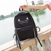 日系暗黑初高中女学生书包 韩国ins港风复古工装双肩包帆布背包男[9月24日发完] 猫黑色加厚版[没有挂件]