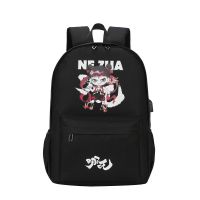 书包男时尚潮流韩版小学生初中校园夜光背包大容量旅行帆布双肩包 黑色哪吒 普通版