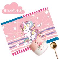 南极人餐垫学生小学生餐桌垫儿童吃饭午餐隔热垫防水防油可折叠 花边款--单层开心小马 33*49cm