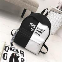 学院风韩版校园帆布背包书包女男时尚潮流青年初中高中学生双肩包 [单件书包]白色