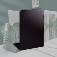 创意ins风带笔筒书立架L型挡板书夹书桌置物收纳可伸缩学生用书架 加大号L书立-黑色